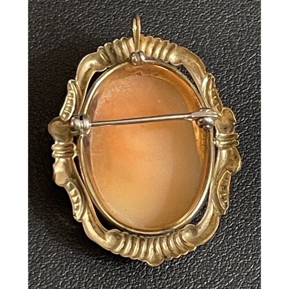 Gold Filled Shell Cameo Brooch Pendant Hand Carved 1/20 12k GF Vintage - Picture 4 of 14